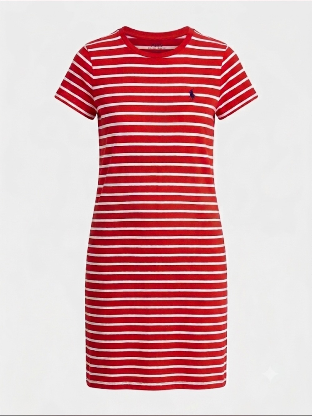 Polo by Ralph Lauren Red & White Striped Cotton Tee Dress